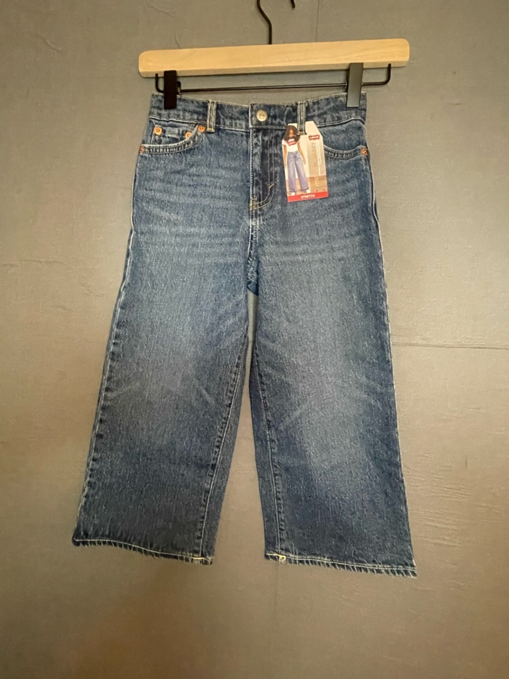 NWT Levi’s Girls Size 5 High Rise Baggy Jeans Blue Stretch Denim Wide Leg Pants